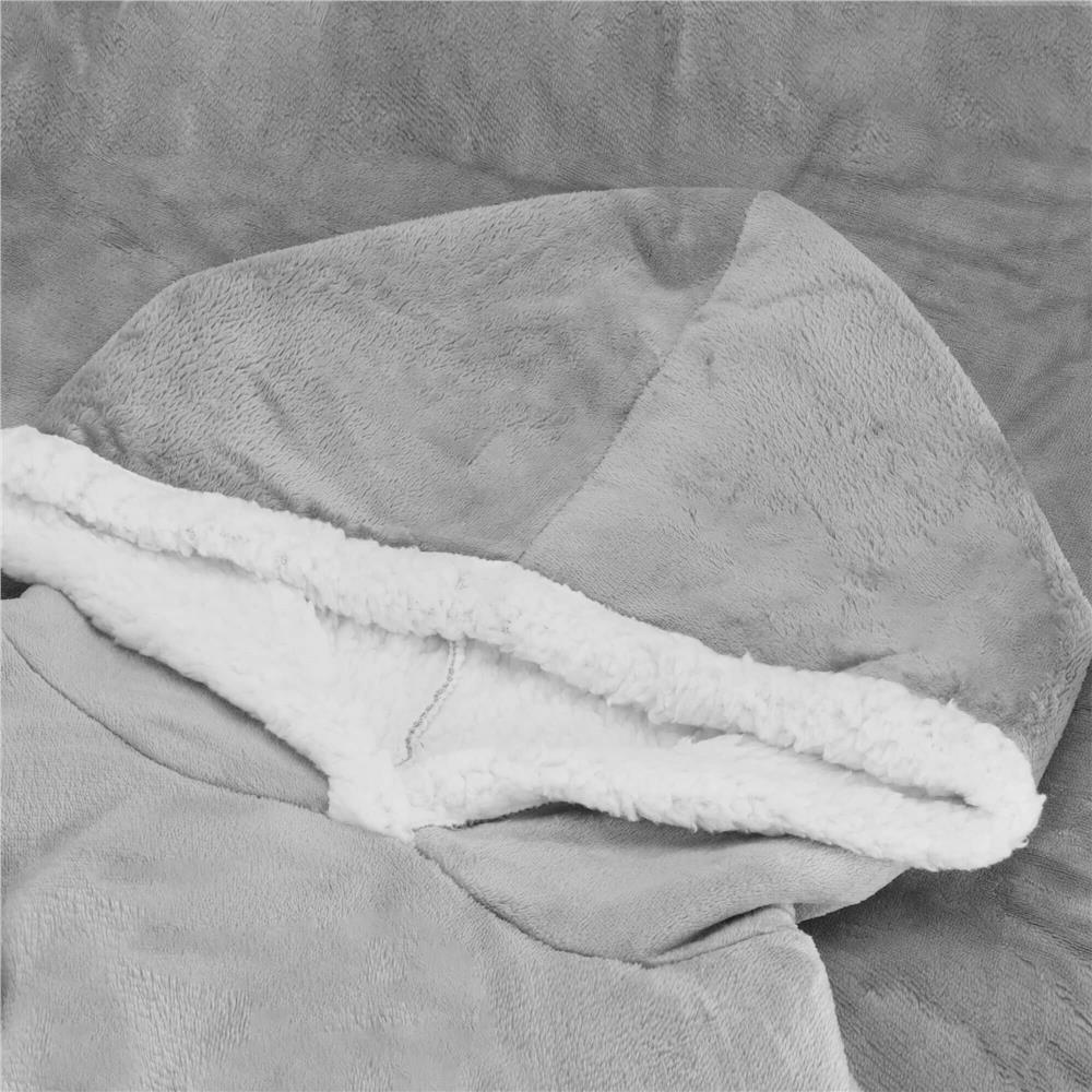 Patura tip hanorac, cu maneci, gluga si buzunare, material plus, marime universala, gri