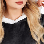 Patura tip hanorac, cu maneci, gluga si buzunare, material plus, marime universala, grafit