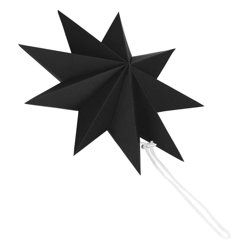 Stea decorativa 3D din hartie, cu 9 colturi, 30cm, neagra