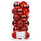 Set globuri de Craciun, 20 bucati, 3 modele, 4cm, rosu