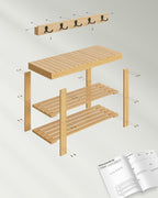 SONGMICS Set multifunctional pentru hol cu banca pentru pantofi si cuier, din bambus, 29x70x45 cm, maro natur