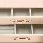 (DL) Cutie depozitare si organizare bijuterii, piele ecologica + velur, 26 x 22 x 18 cm, roz