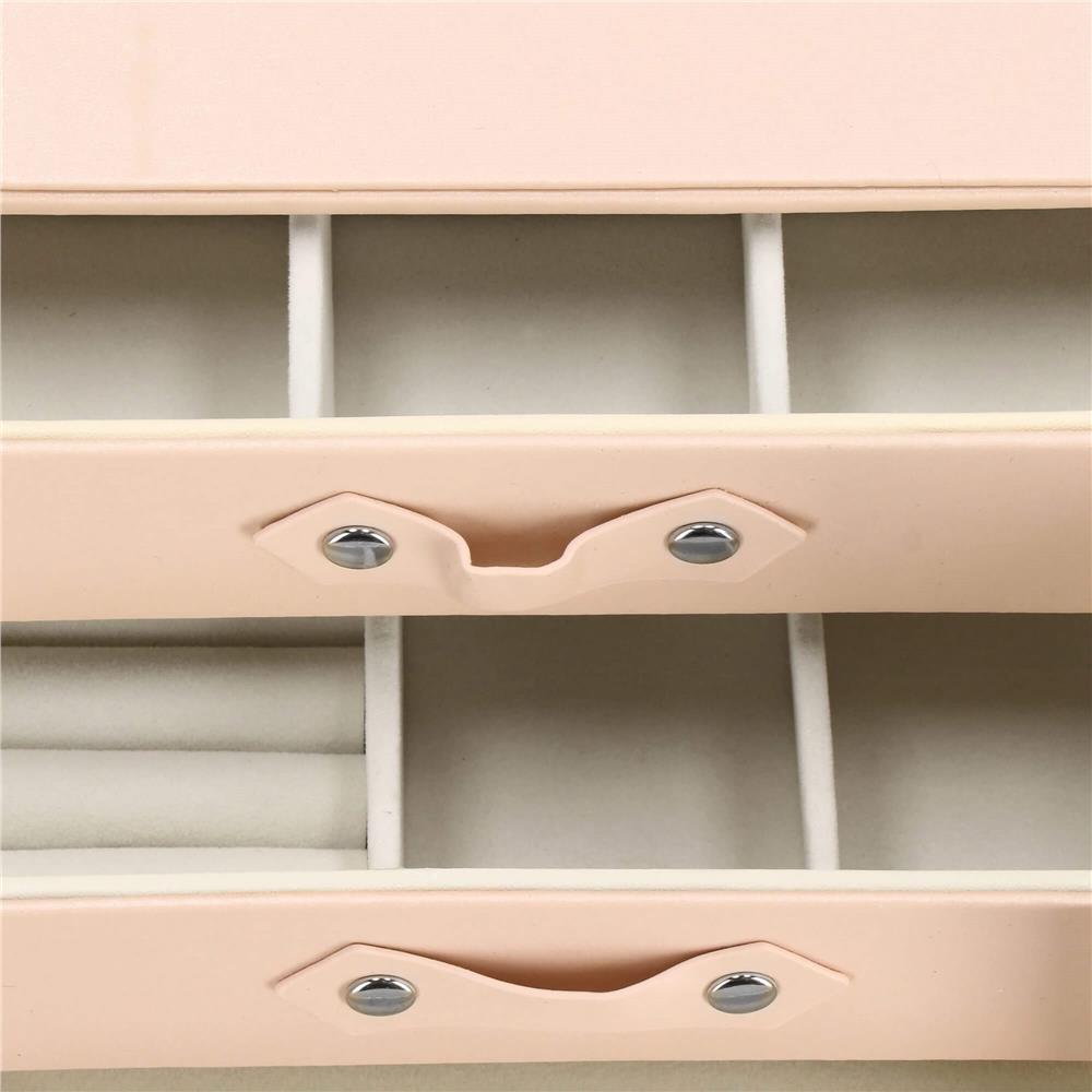 (DL) Cutie depozitare si organizare bijuterii, piele ecologica + velur, 26 x 22 x 18 cm, roz