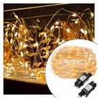 Instalatie lumina decorativa cu 300 LED-uri, 30m, pentru interior/exterior, iluminare galbena