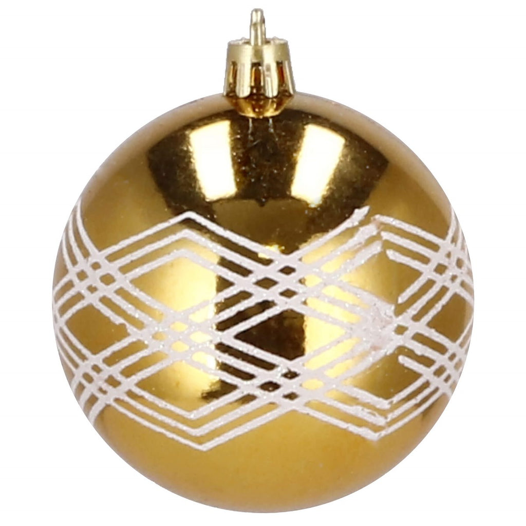 Set globuri de Craciun cu modele de sarbatori, 30 bucati, 5cm, alb auriu