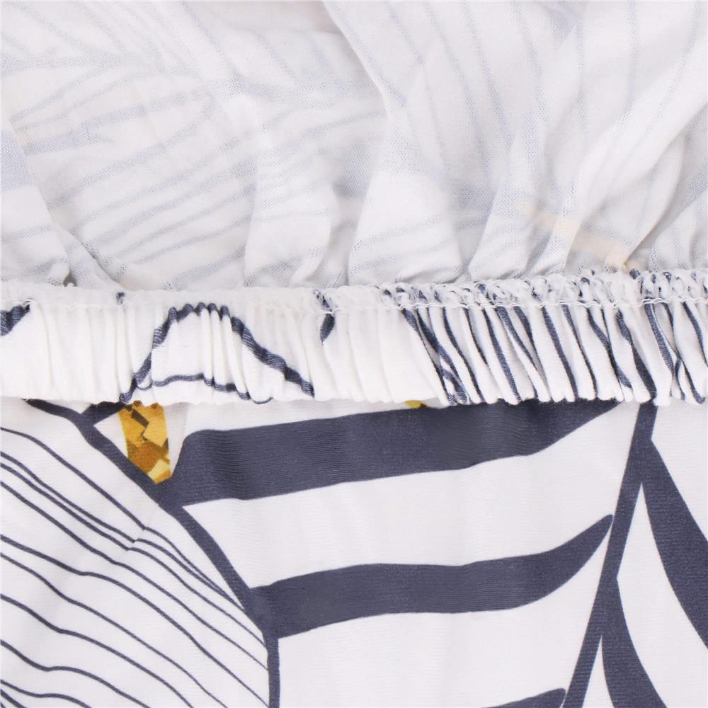 Set 4 huse pentru scaun, marime universala, poliester si spandex, 38x70cm, alb, nuante de bleumarin, galben