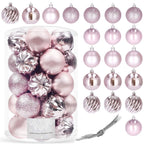 Set globuri de Craciun, 20 bucati, 5 modele, 6cm, roz