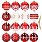 Set globuri de Craciun, 16 bucati, 8cm, 8 modele, rosu alb