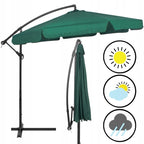 Umbrela de gradina cu brat lateral banana, cu husa, 300cm, verde
