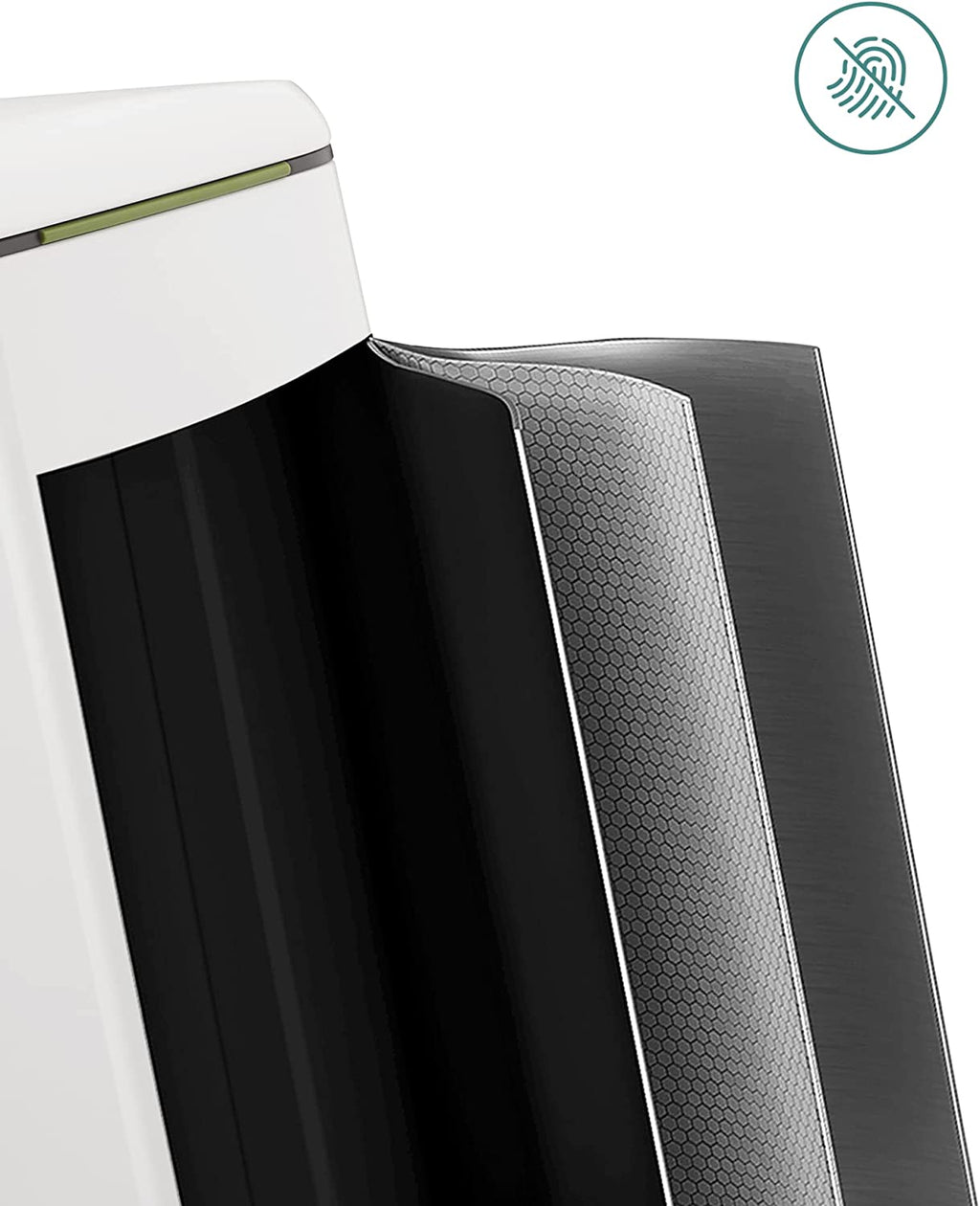 SONGMICS Cos de gunoi din inox cu 2 galeti interioare, colectare selectiva, 2x20 litri, alb