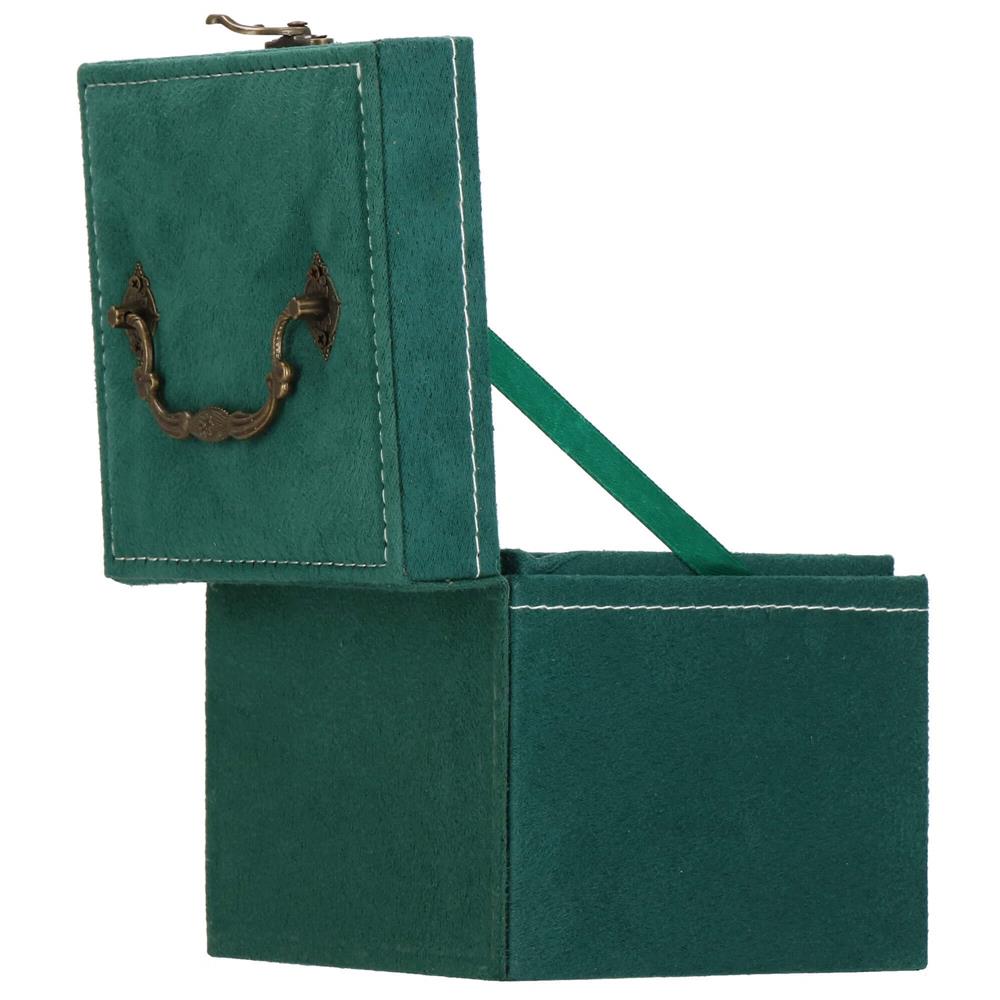 (DL) Cutie depozitare si organizare bijuterii, velur, 12x 12 x 12 cm, verde