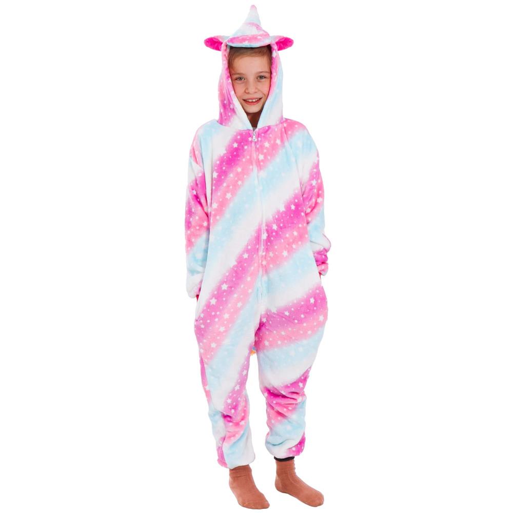 Pijama tip salopeta pentru copii, model unicorn, marime 130-140cm