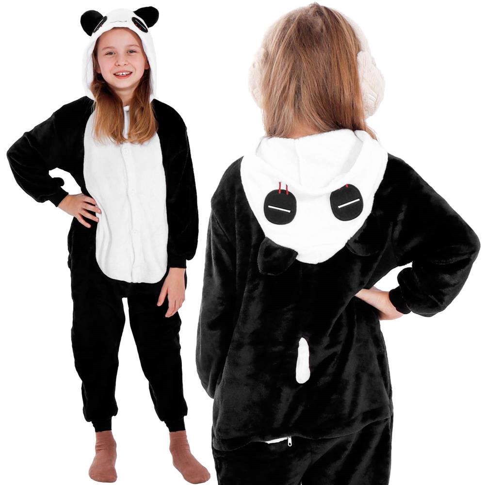Pijama tip salopeta pentru copii, model panda, marime 125-140cm