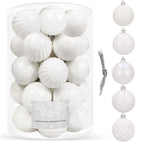 Set globuri de Craciun, 20 bucati, 5 modele, 6cm, alb