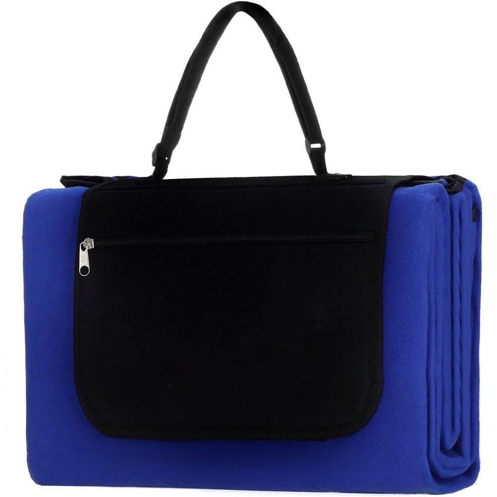 Patura pentru picnic sau plaja, cu folie izolatoare si maner, 200x200cm, albastru cobalt