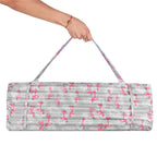 Saltea pentru plaja pliabila, din spuma, ultra-usoara, cu perna si maner de transport, 60x180cm, gri flamingo roz