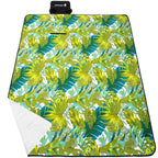 Patura pentru picnic sau plaja, cu folie izolatoare si maner, 200x200cm, model frunze, verde