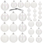 Set globuri de Craciun, 30 bucati, 3 modele, 4/5/6cm, alb
