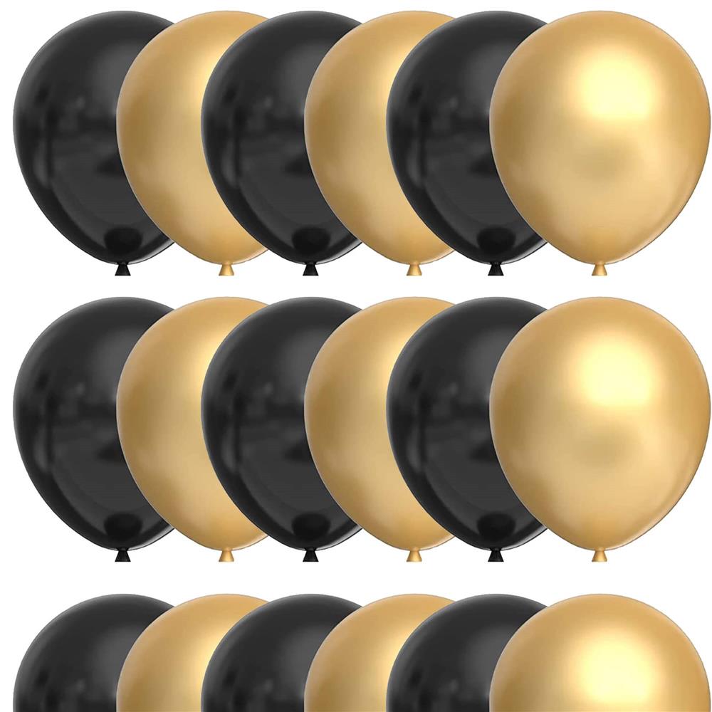 Set 100 baloane pentru petrecere, 40cm, negru auriu