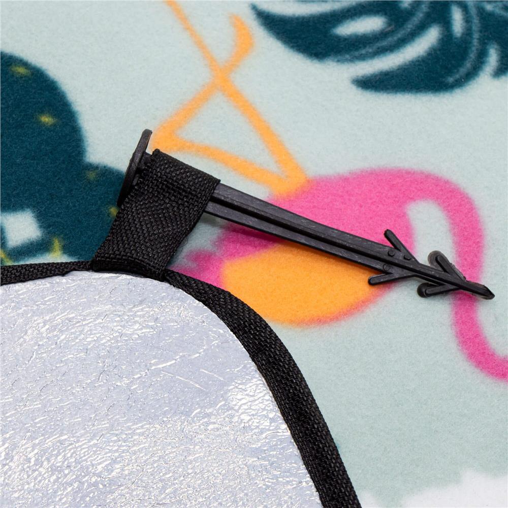 Patura pentru picnic sau plaja, cu folie izolatoare si maner, 200x200cm, model tropical, alb verde