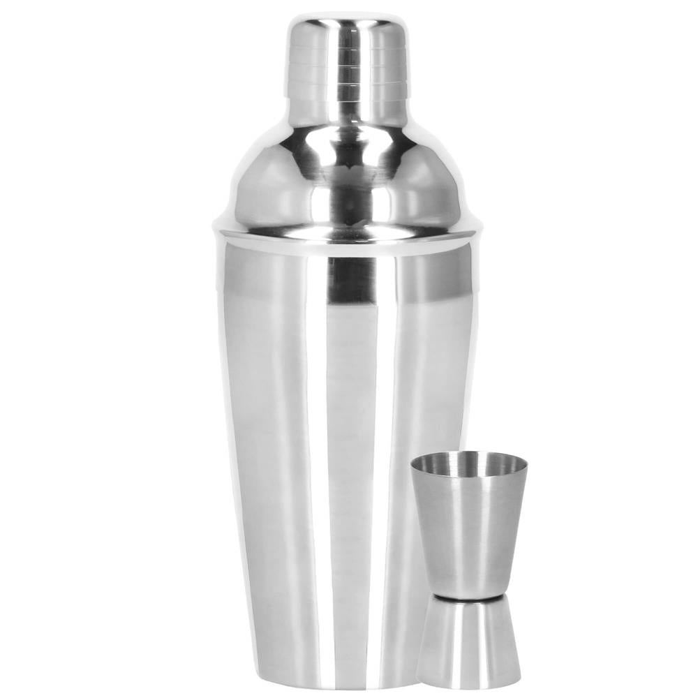 Set Cocktail Shaker Kit pentru barmani 550ml, KI22, suport bambus, 9 piese