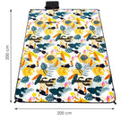 Patura pentru picnic sau plaja, cu folie izolatoare si maner, 200x200cm, model tropical, alb verde