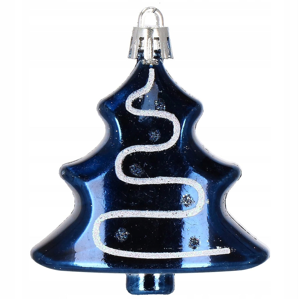 Set globuri si decoratiuni de Craciun, 77 piese, diverse dimensiuni, albastru inchis