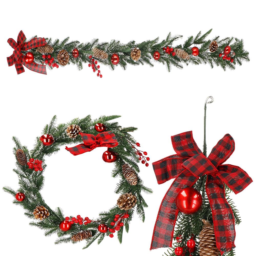 Ghirlanda artificiala decorativa de Craciun, aspect inzapezit, 150 cm, ace 3D, verde