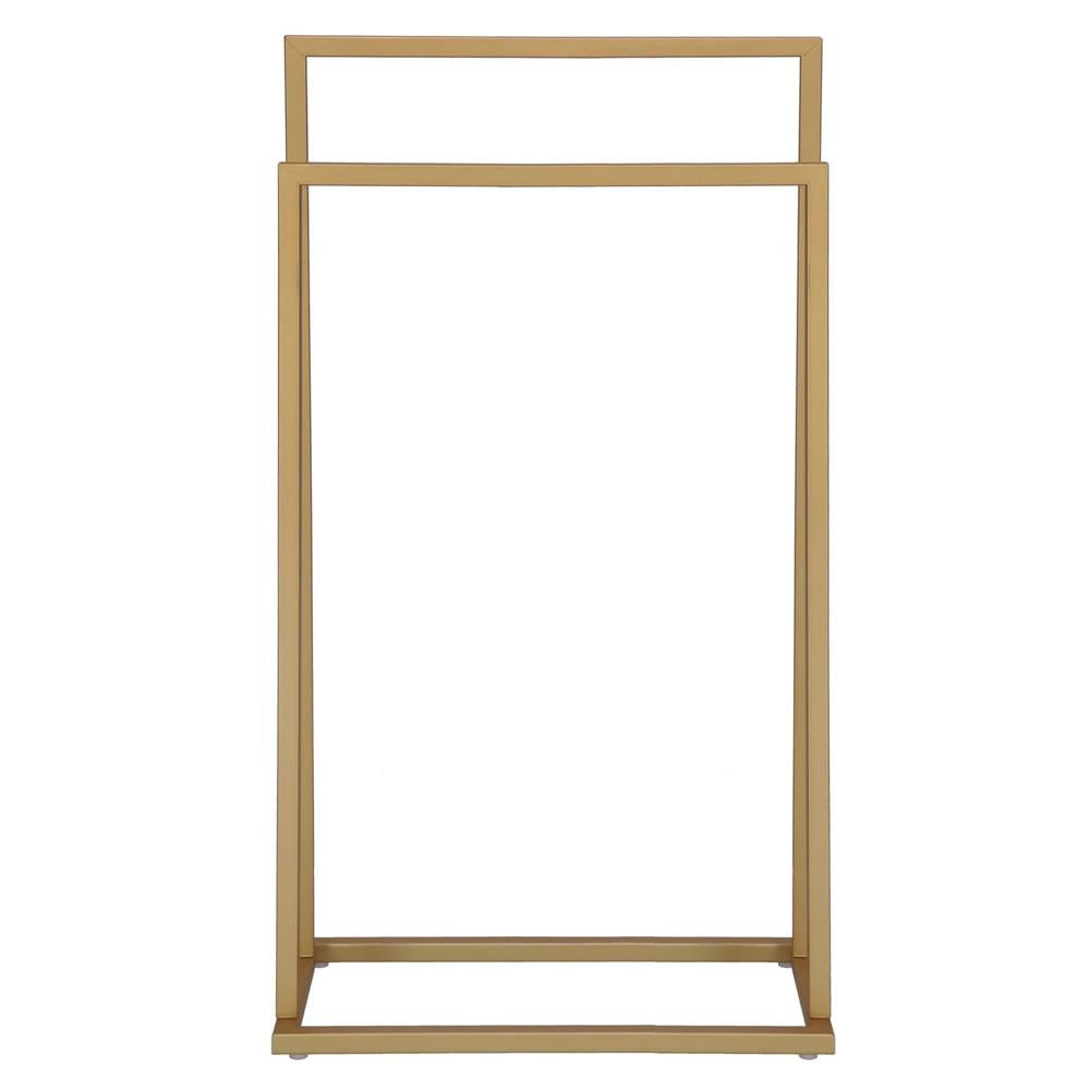 Suport metalic de baie pentru prosoape, cu 2 standuri, 86 cm, auriu mat