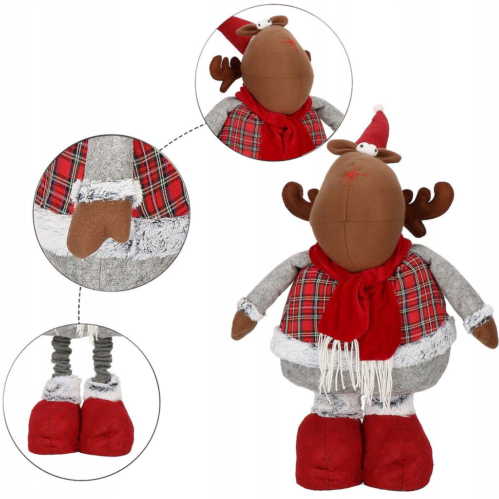 (DL) Figurina Craciun, Ren, picioare telescopice, inaltime extensibila 55-95cm
