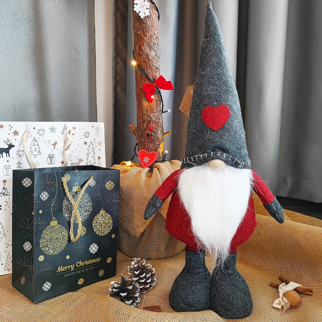 Figurina Craciun, Spiridus, picioare telescopice, inaltime extensibila 52-67cm