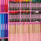 Set de pictura si desen pentru copii, 258 de piese, trusa plastic roz