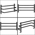 Suport prosoape pentru baie cu 2 sisteme de instalare, 3 brate, din aluminiu, 49x25cm, negru