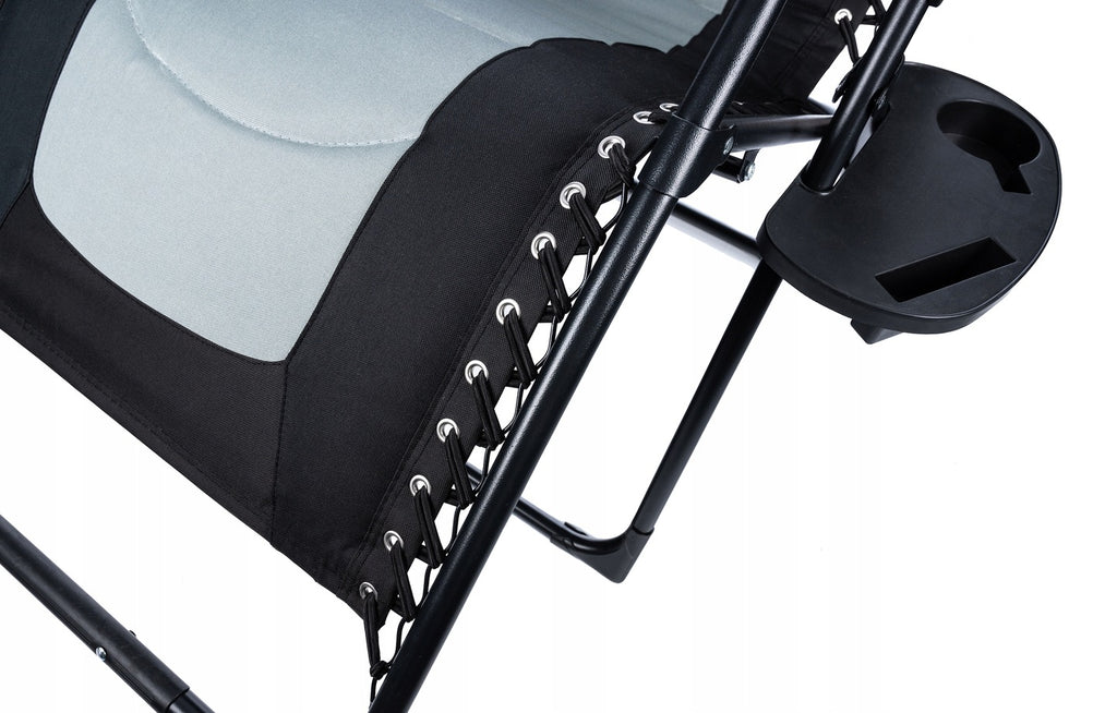 Sezlong scaun pliant plaja sau gradina, Siesta, gravitatie zero, cu tetiera, 175x75x110 cm, negri gri