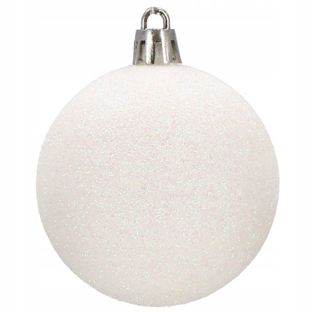 Set globuri si decoratiuni de Craciun, 100 piese, diverse dimensiuni cu stea, alb