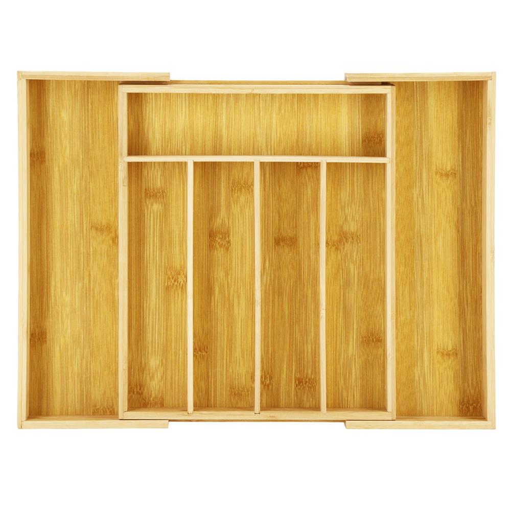 Organizator tacamuri si ustensile bucatarie, bambus, extensibil 28-45x33x5cm