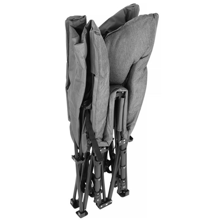 Pat pliant pentru camping, cu saltea si perna, structura metalica, 190x70x37cm, gri