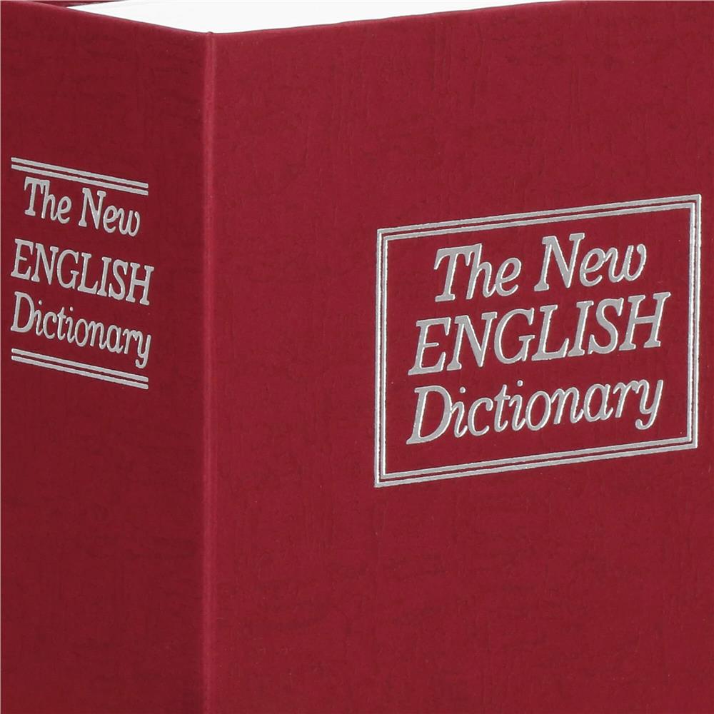 Caseta de valori, cutie metalica cu cheie, portabila, tip carte, Dictionar, maro, 18×11.5×5.5 cm