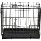 Cusca pentru animale, 2 usi, Pliabila din metal, M, Negru, 50x42x34 cm