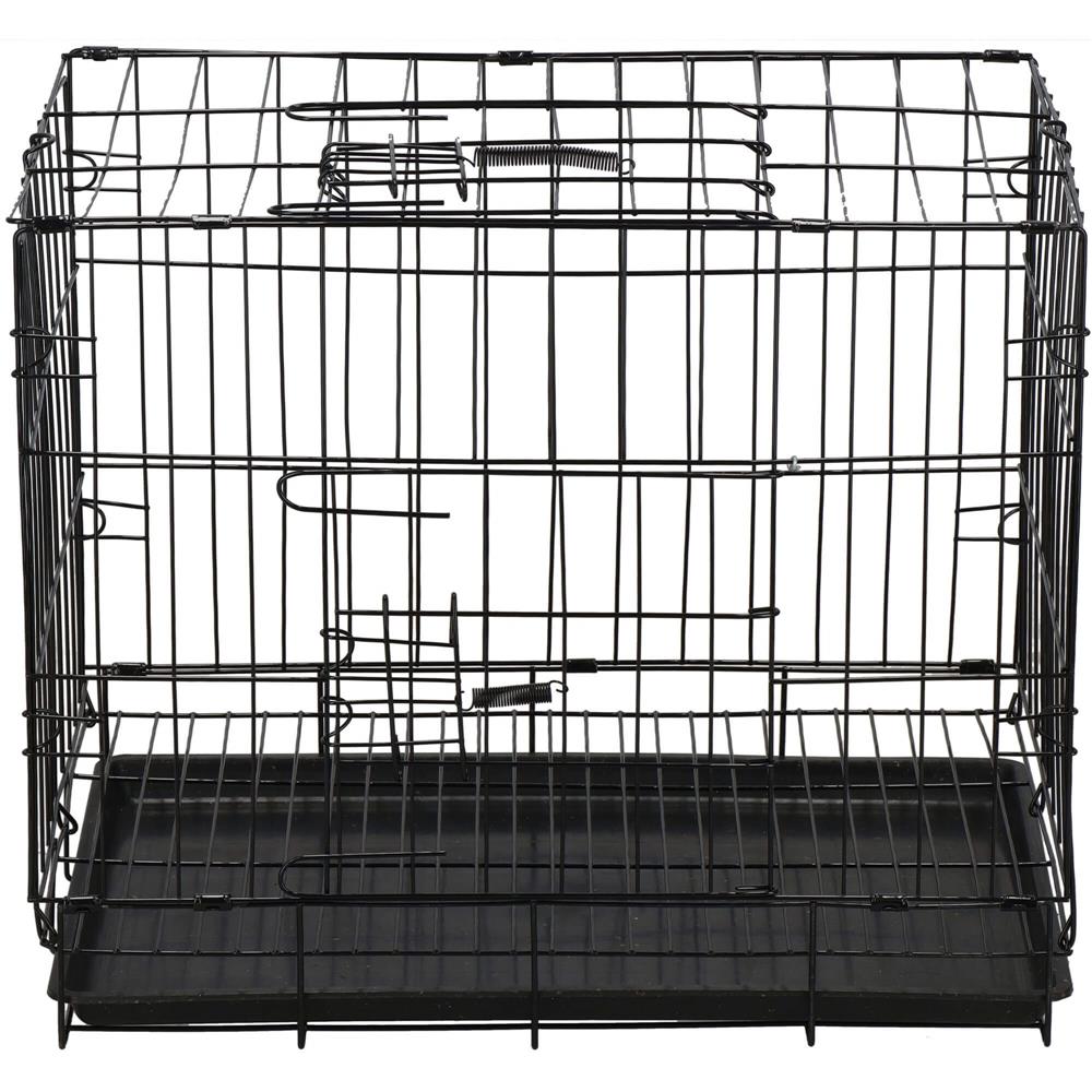 Cusca pentru animale, 2 usi, Pliabila din metal, M, Negru, 50x42x34 cm