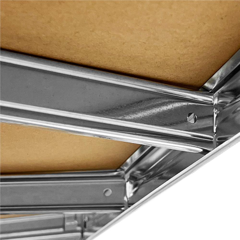 Raft de colt cu cadru metalic modular pentru depozitare, 5 polite, 180x90x40cm, sarcina 875kg