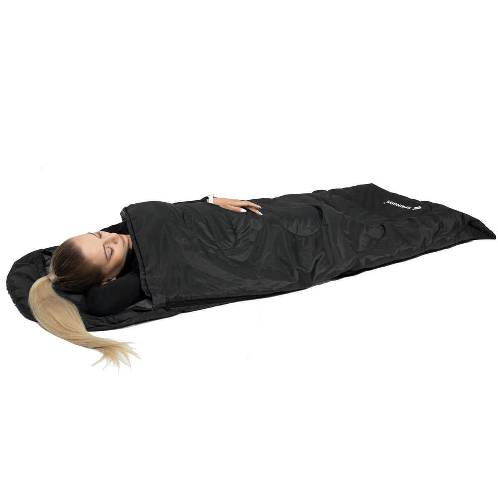 Sac de dormit tip mumie, cu geanta de transport, 210x73cm, 8-20grade, culoare negru