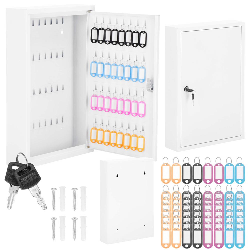 Cutie metalica din otel pentru 64 chei, echipata, 45x30x8cm, alba