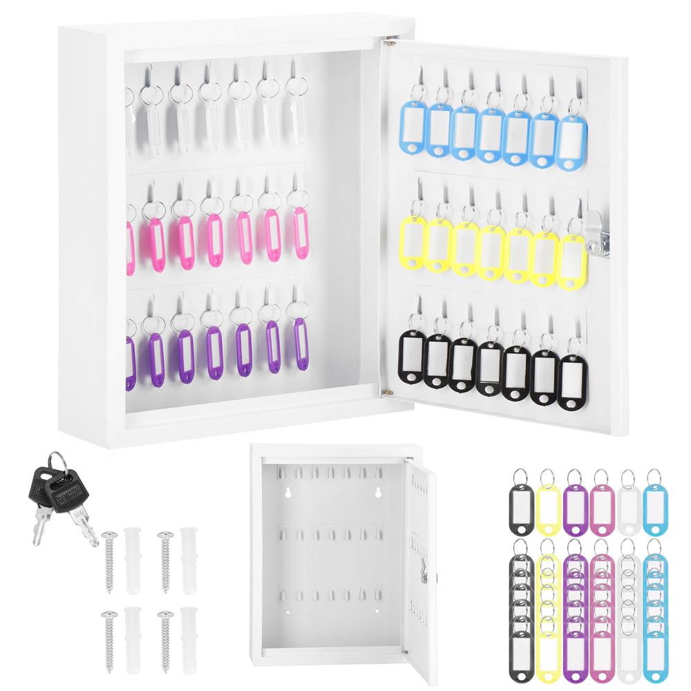 Cutie metalica din otel pentru 42 chei, echipata, 35x27x8cm, alba
