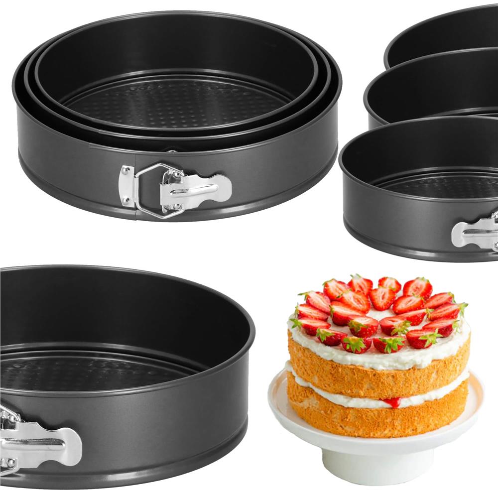 Set 3 forme de copt, 27, 25 si 23 cm, cu fund detasabil, gri