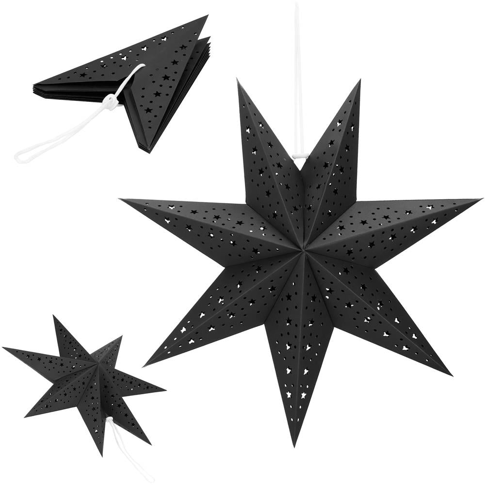 Stea decorativa 3D din hartie ajurata, 50cm, neagra