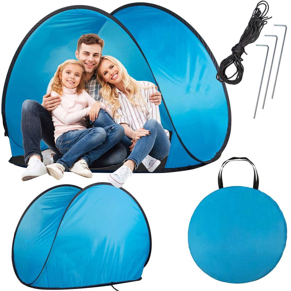 Cort plaja si picnic semi-deschis , protectie UV, 150x90x90cm, albastru negru