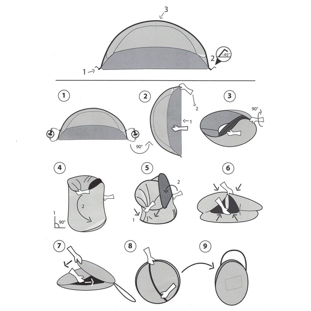 Cort plaja si picnic semi-deschis , protectie UV, 200x120x110cm, gri