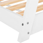 Pat din lemn pentru copii, model TeePee, somiera inclusa, 61x146x130 cm, alb