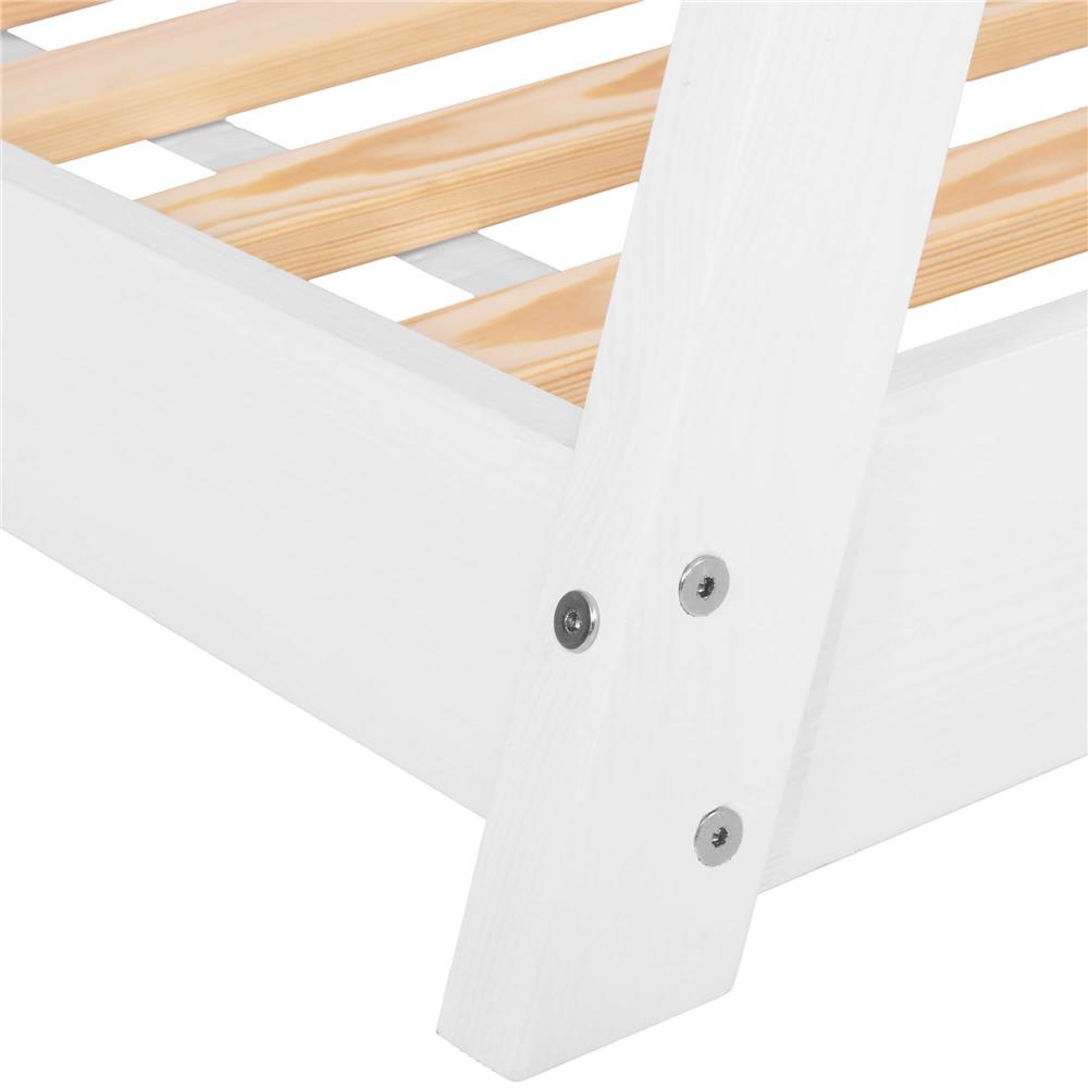 Pat din lemn pentru copii, model TeePee, somiera inclusa, 61x146x130 cm, alb